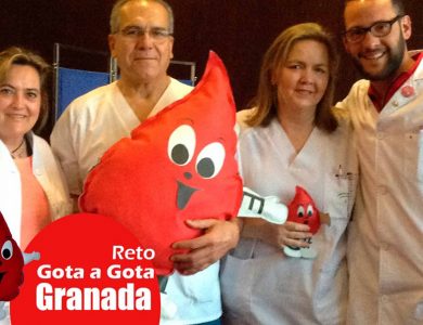 Reto gota a gota banco de sangre Granada con Begoña Ballesteros de Mayoball y Angel Pinar