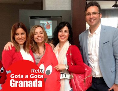 Reto gota a gota banco de sangre Granada con Begoña Ballesteros de Mayoball y Angel Pinar