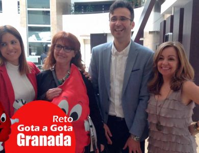 Reto gota a gota banco de sangre Granada con Begoña Ballesteros de Mayoball y Angel Pinar