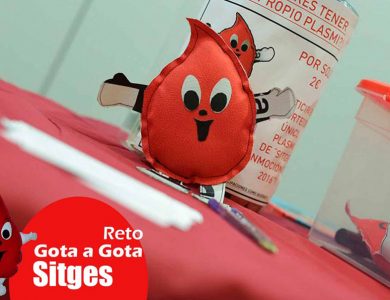 Reto gota a gota banco de sangre Sitges con Begoña Ballesteros de Mayoball y Angel Pinar