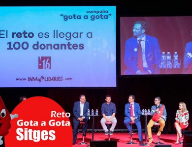 Reto gota a gota banco de sangre Sitges con Begoña Ballesteros de Mayoball y Angel Pinar