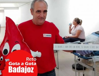 Reto gota a gota banco de sangre Badajoz con Begoña Ballesteros de Mayoball y Angel Pinar