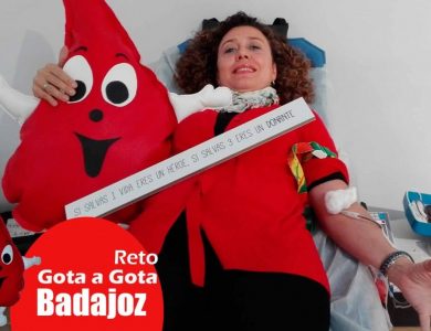 Reto gota a gota banco de sangre Badajoz con Begoña Ballesteros de Mayoball y Angel Pinar