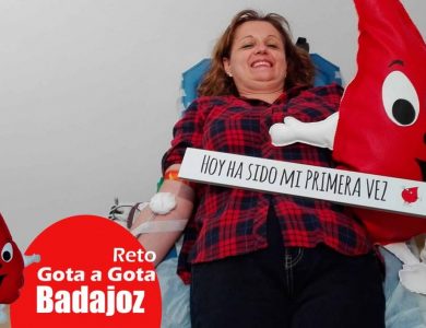 Reto gota a gota banco de sangre Badajoz con Begoña Ballesteros de Mayoball y Angel Pinar