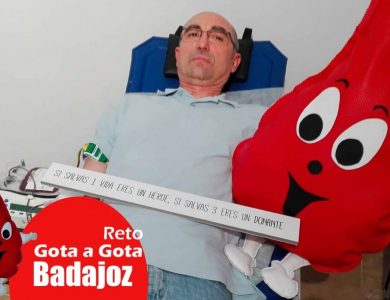 Reto gota a gota banco de sangre Badajoz con Begoña Ballesteros de Mayoball y Angel Pinar