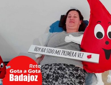 Reto gota a gota banco de sangre Badajoz con Begoña Ballesteros de Mayoball y Angel Pinar