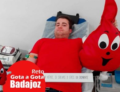 Reto gota a gota banco de sangre Badajoz con Begoña Ballesteros de Mayoball y Angel Pinar