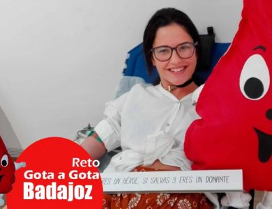 Reto gota a gota banco de sangre Badajoz con Begoña Ballesteros de Mayoball y Angel Pinar