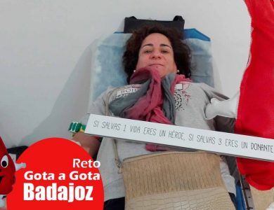 Reto gota a gota banco de sangre Badajoz con Begoña Ballesteros de Mayoball y Angel Pinar