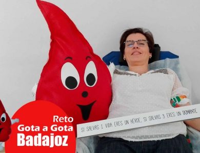 Reto gota a gota banco de sangre Badajoz con Begoña Ballesteros de Mayoball y Angel Pinar