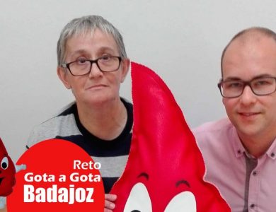 Reto gota a gota banco de sangre Badajoz con Begoña Ballesteros de Mayoball y Angel Pinar