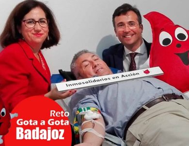 Reto gota a gota banco de sangre Badajoz con Begoña Ballesteros de Mayoball y Angel Pinar