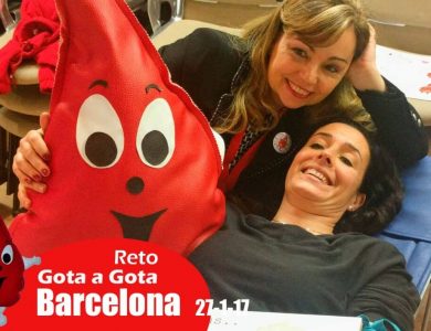 Reto gota a gota banco de sangre Barcelona con Begoña Ballesteros de Mayoball y Angel Pinar