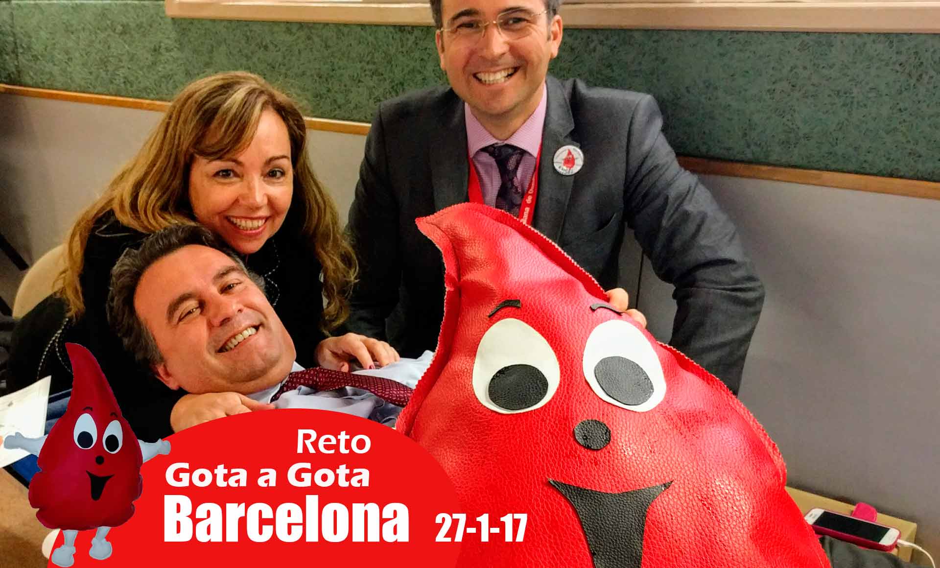 Reto gota a gota banco de sangre Barcelona con Begoña Ballesteros de Mayoball y Angel Pinar