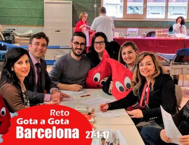 Reto gota a gota banco de sangre Barcelona con Begoña Ballesteros de Mayoball y Angel Pinar