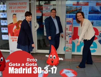 Reto gota a gota banco de sangre Madrid con Begoña Ballesteros de Mayoball y Angel Pinar