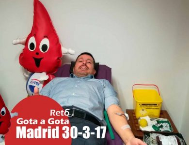 Reto gota a gota banco de sangre Madrid con Begoña Ballesteros de Mayoball y Angel Pinar