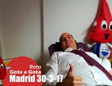 Reto gota a gota banco de sangre Madrid con Begoña Ballesteros de Mayoball y Angel Pinar