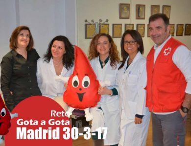 Reto gota a gota banco de sangre Madrid con Begoña Ballesteros de Mayoball y Angel Pinar