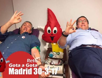 Reto gota a gota banco de sangre Madrid con Begoña Ballesteros de Mayoball y Angel Pinar