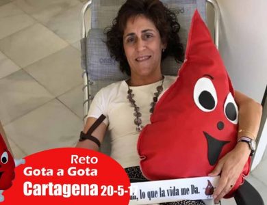 Reto gota a gota banco de sangre Cartagena con Begoña Ballesteros de Mayoball y Angel Pinar