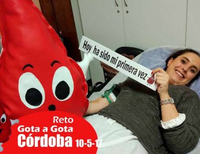 Reto gota a gota banco de sangre Cordoba con Begoña Ballesteros de Mayoball y Angel Pinar