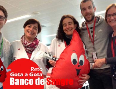 Reto gota a gota banco de sangre Barcelona con Begoña Ballesteros de Mayoball y Angel Pinar