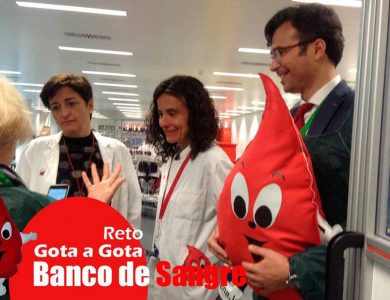 Reto gota a gota banco de sangre Barcelona con Begoña Ballesteros de Mayoball y Angel Pinar